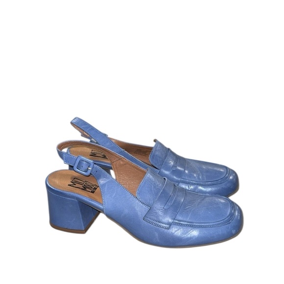 NEW Miz Mooz Satire Blue Leather Block Heel Slingback Sandal Loafer Size 10.5-11 - Picture 2 of 11